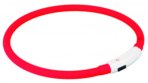 Мигающий ошейник для собак, XS–S: 35 см/ф 7 мм, силикон, красный,USB