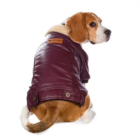 Куртка из кожзама для собак 3XL бордовый (унисекс) 5