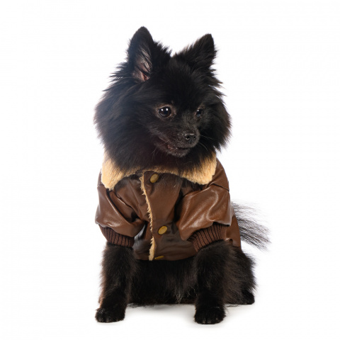 Куртка для собак коричневая кожзам 1