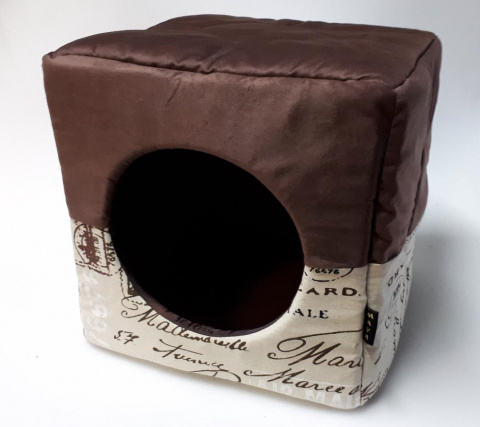 Домик-трансформер Куб для кошек и собак мелких пород, 35х35х35 см, коричневый 2