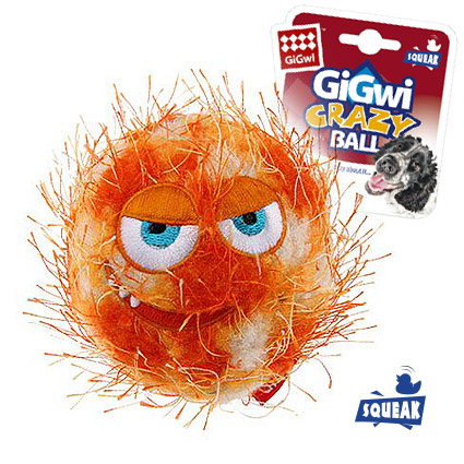 Игрушка для собак Мяч с пищалкой CRAZY BALL, оранжевый 7 см