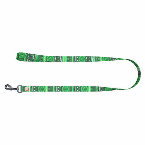Поводок WAUDOG Nylon с рисунком Этно зеленый (ширина 15 мм, длина 122см)