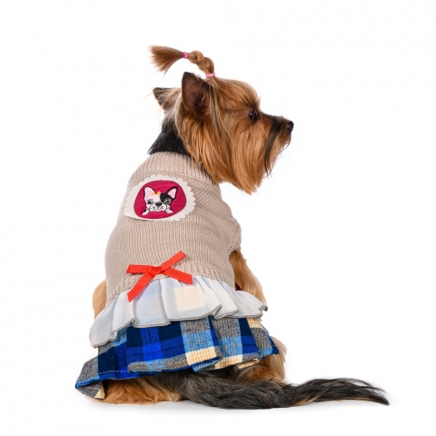 Платье-свитер для кошек и собак S бежевый (унисекс) 1