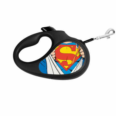 Поводок-рулетка WAUDOG с рисунком Супермен Герой, размер L, до 50 кг,5 м черная