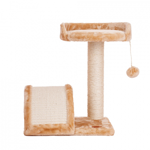 Дом-когтеточка для кошек AGOSTINO с лежанкой и игрушкой, бежевый, 35x35x43 см 1