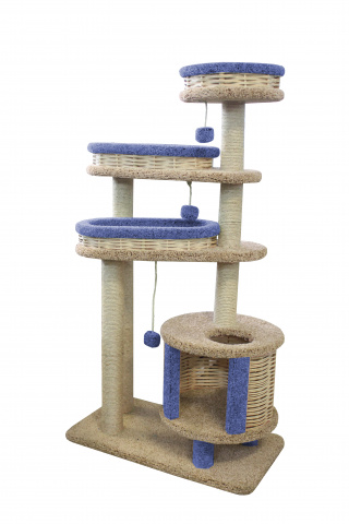 Комплекс для кошек с когтеточкой Буряша бежевый/голубой