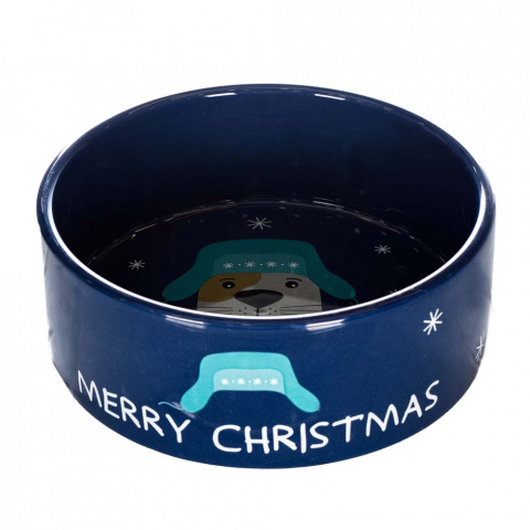 Миска Merry Christmas с собакой синяя керамика 800мл 1