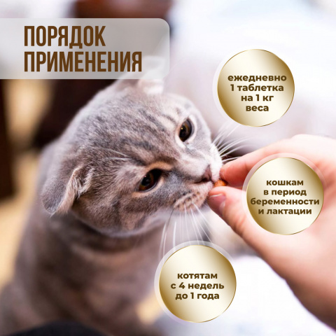 Витаминно-минеральный комплекс для нормализации обмена веществ у котят, беременных и кормящих кошек, 120 таблеток 6