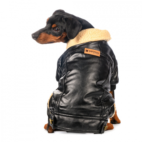 Куртка из кожзама для собак 5XL черный (унисекс) 2