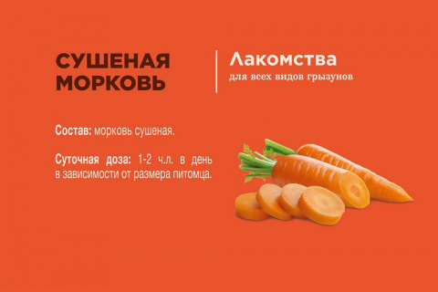 Сушеная морковь Лакомство для всех видов грызунов 2