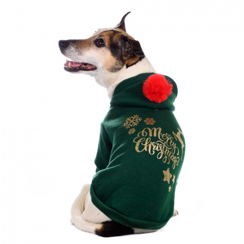 Толстовка для собак зеленая Christmas S 2