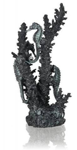 Скульптура Коралл с морскими коньками M черный 9x8x14см