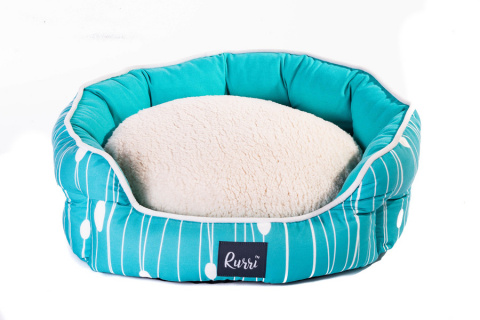 Лежак с меховой подушкой Лин для кошек и собак мелких пород, 58х50х15 см, голубой
