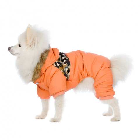 Комбинезон с капюшоном для собак M оранжевый (унисекс)