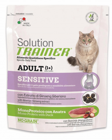 Solution Sensitive сухой монобелковый корм для чувствительных и склонных к аллергии кошек, с уткой 300 гр