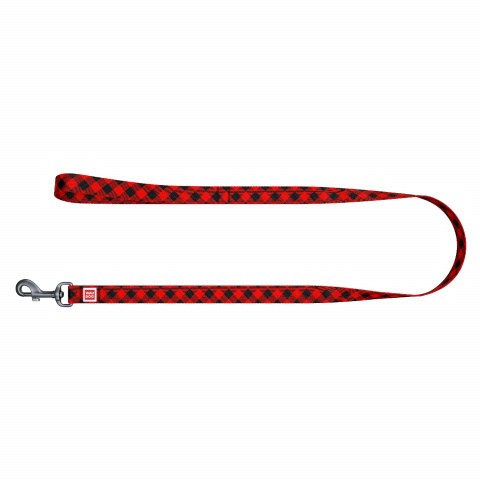 Поводок WAUDOG Nylon с рисунком Шотландка красная (ширина 25 мм, длина122см)