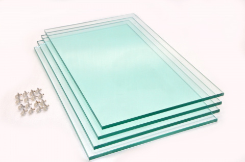 Комплект полированных стеклянных полок Т10мм с фурнитурой для подставокА650 (4шт) 326*546мм (шт.)