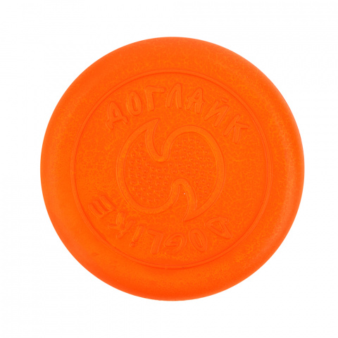 Игрушка для собак Тарелка летающая диаметр 18 см малая оранжевая, толщина 2,3 см, для собак малых и средних пород (снаряд, пуллер)
