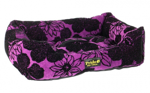 Лежак для животных Флора, фиолетовый/черный, мягкие бортики 52х41х10 см
