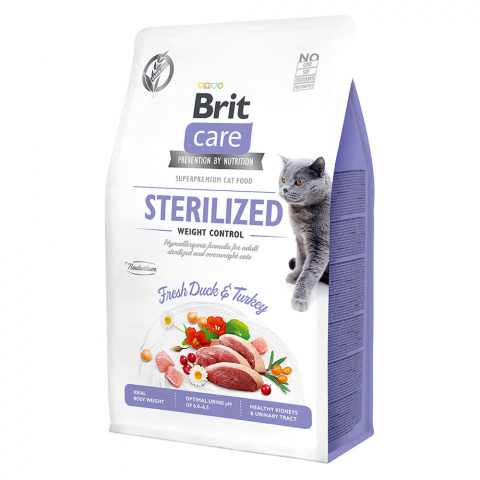 Брит 7кг Care Cat GF Sterilized Weight Control для стерилизованных кошек Контроль веса