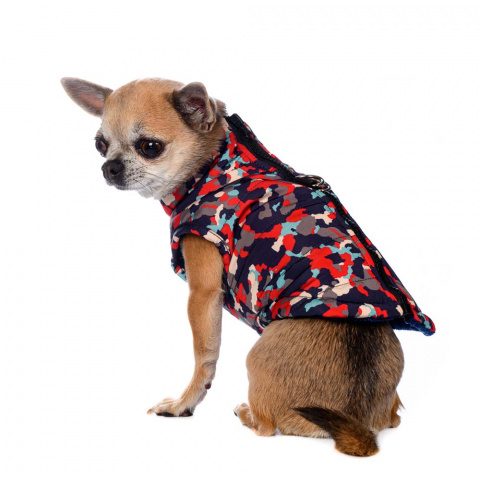 Куртка для собак на молнии красная камуфляж XL 5