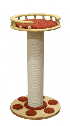 Когтеточка-столбик для кошек Ля Пачинья на подставке с лежаком, красный, 13х44х75 см