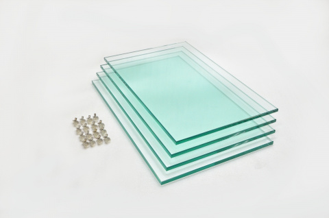Комплект полированных стеклянных полок Т10мм с фурнитурой для подставокА500 (4шт) 276*432мм (шт.)