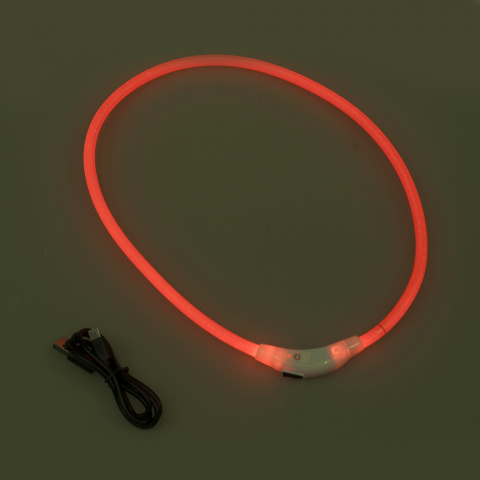 Ошейник для собак крупных пород светящий USB зарядка оранжевый 70 см 2