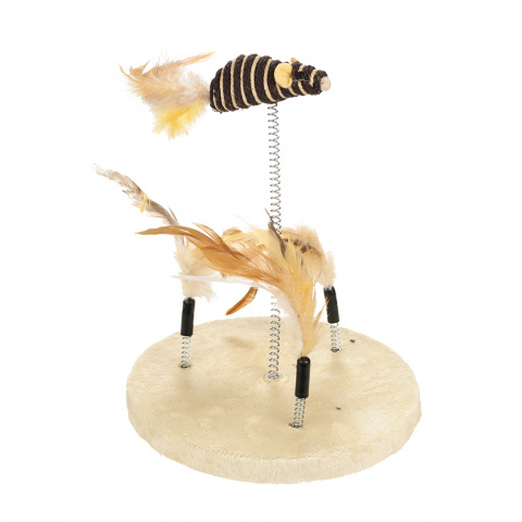 Игрушка для кошек Мышка с перьями на пружинках