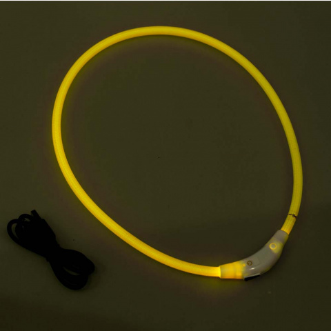 Ошейник для собак средних пород светящий USB зарядка желтый 50 см 2