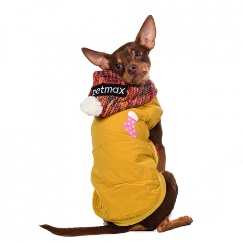 Куртка с капюшоном для собак S желтый (унисекс) 8