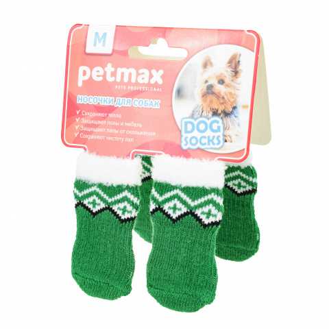 Носки для собак M зеленый (унисекс)