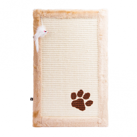 Когтеточка-коврик (55х35х1 см) с игрушкой для кошек, бежевый