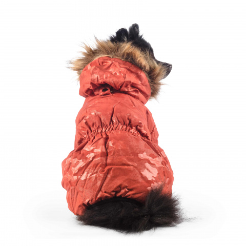 Комбинезон с меховым капюшоном для собак XL оранжевый (унисекс) 2