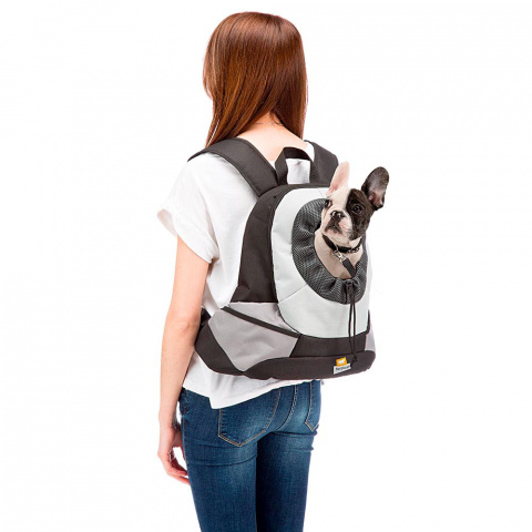 Рюкзак из полиэстера для кошек и собак мелкого размера Kangoo L, 20х41,5х43 см, серый 4