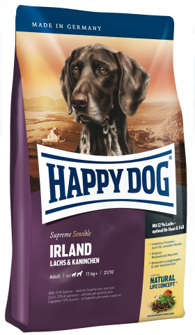 Корм для аллергичных собак Хэппи Дог Суприм Ирландия лосось/кролик, пак. 4кг