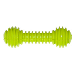 Игрушка для собак Гантель рифленая резиновая зеленая 15 см