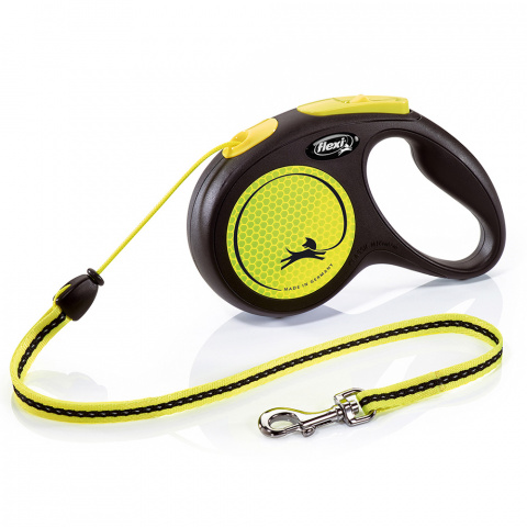 Рулетка для собак Neon Reflekt, M, до 20 кг, трос 5 м, черно-желтая