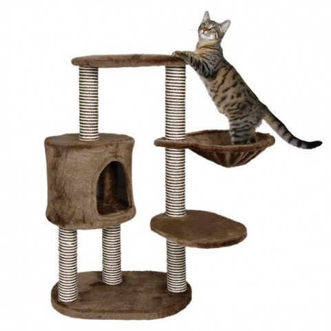 Дом-когтеточка для кошек Морилес двухуровневый с площадкой коричневый, высота 99 см