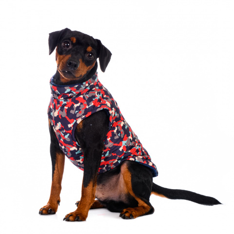 Куртка для собак на молнии красная камуфляж M 7