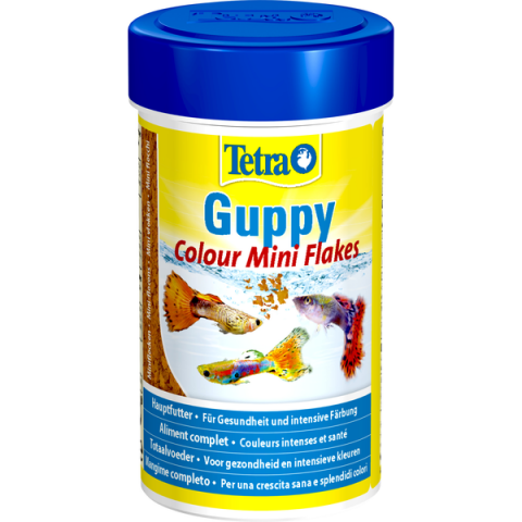 Guppy Colour Mini Flakes корм для живородящих рыб и гуппи хлопья, 100 мл