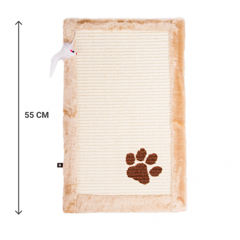 Когтеточка-коврик (55х35х1 см) с игрушкой для кошек, бежевый 1