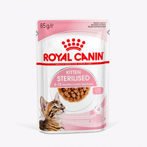 Kitten Sterilised Влажный корм (пауч) для кастрированных и стерилизованных котят, в соусе, 85 гр.