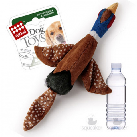 GiGwi CATCH & FETCH игрушка для собак Шкурка енота с бутылкой-пищалкой, 51 см