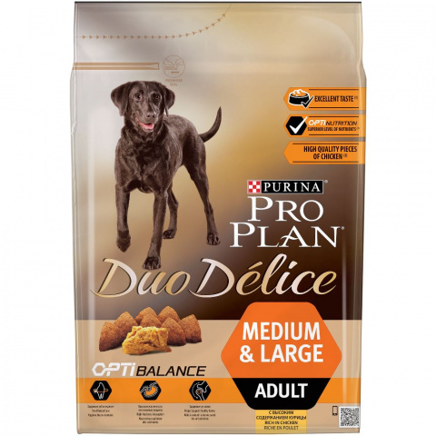 Duo Delice сухой корм для взрослых собак средних и крупных пород, с высоким содержанием курицы, 2,5 кг 1