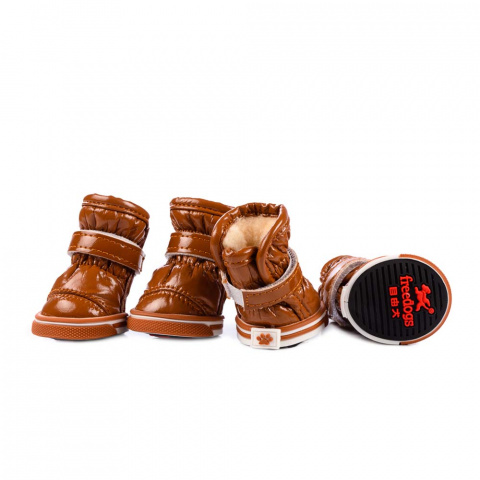 Ботинки из кожзама для собак XS коричневый (унисекс) 2