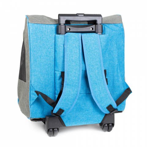 Сумка-рюкзак на колесиках 3 в 1 для кошек и собак мелкого размера, 43х31х43-106 см, синяя 1