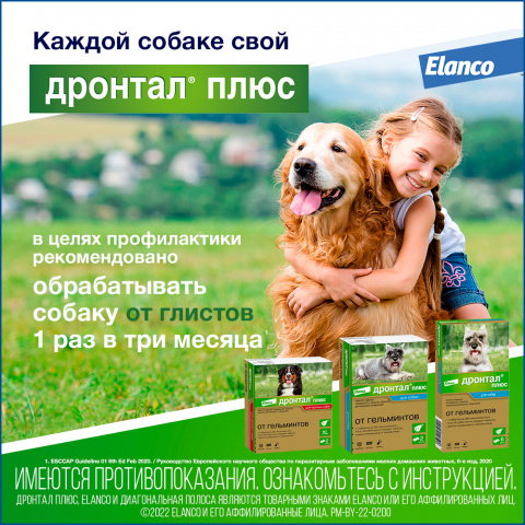 Дронтал плюс XL, Антигельминтный препарат для собак до 70 кг, 2 таблетки 7