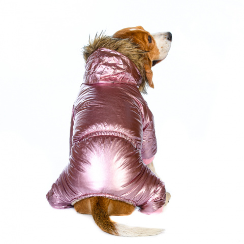 Комбинезон с меховым капюшоном для собак 2XL розовый (девочка) 1