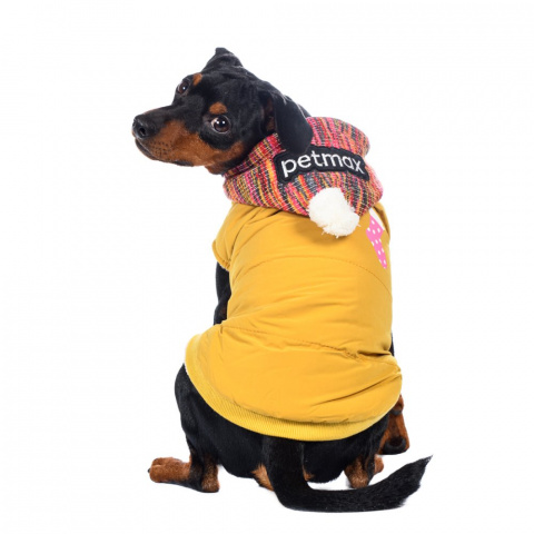 Куртка с капюшоном для собак S желтый (унисекс) 2